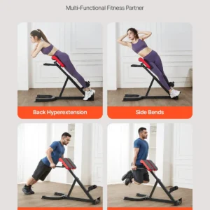 VEVOR Roman Chair Hyperextension Bench, 300 lbs Adjustable Extension Machine, Multi-Function Exercise Equipment for Glute, Hamstring, Lower Back, and Ab Workout, Fitness Weight Bench for Home Gym